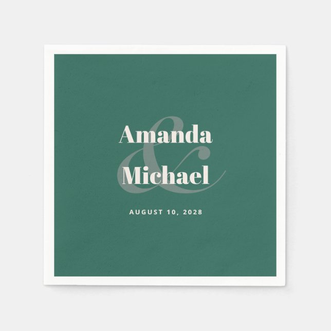 Simple Teal Modern Minimalist Wedding Napkin (Front)
