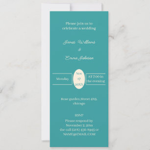 Simple Teal Personalised Wedding invitation