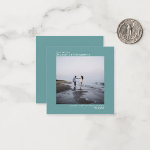 Simple Teal Wedding Save the Date Photo Mini Card