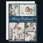 Simple Teal White 5 Photo Collage Christmas Holiday Card<br><div class="desc">Simple, Elegant Calligraphy Teal and White 5 Photo Collage Merry Christmas Script Holiday Card. This festive, minimalist, whimsical five (5) photo holiday greeting card template features a pretty grid photo collage and says „Merry Christmas”! The „Merry Christmas” greeting text is written in a beautiful hand lettered swirly swash-tail font type...</div>