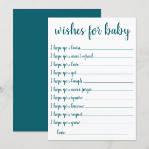 Simple Teal Wishes Dark Blue-Green Keepsake Card