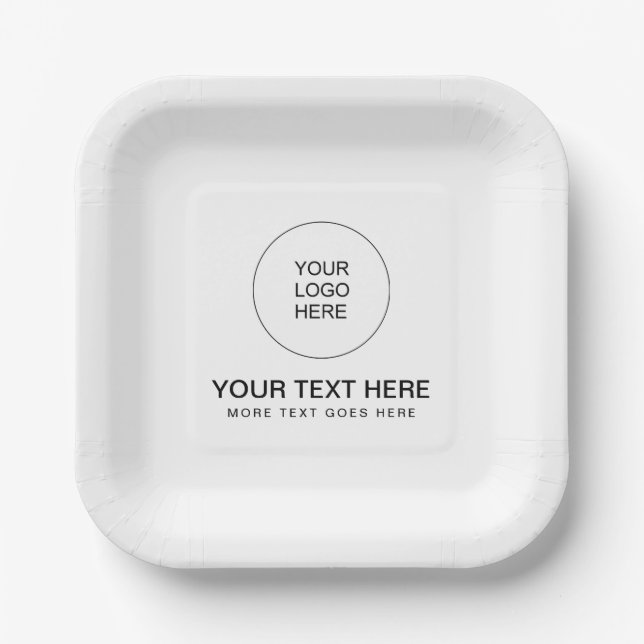 Simple Template Company Logo Text Here Clean Paper Plate (Front)