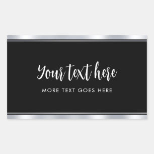 Simple Template Faux Silver Custom Handwritten Rectangular Sticker