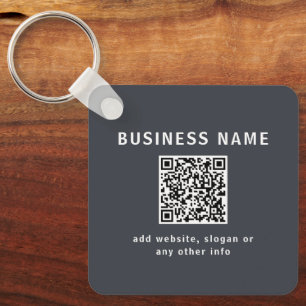 Simple Template for your QR code   Dark Grey Key Ring