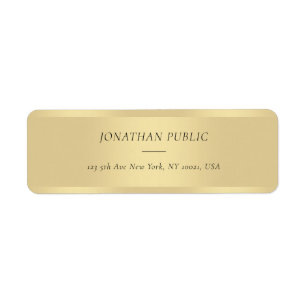 Simple Template Gold Modern Cursive Text Font Return Address Label