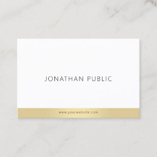 Simple Template Trendy Elegant Gold White Modern Business Card