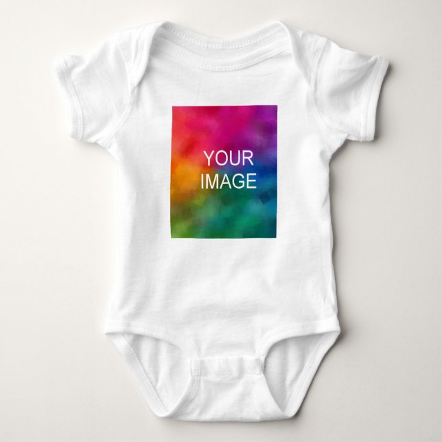 Simple Template Upload Your Own Photo to White Baby Bodysuit (Front)