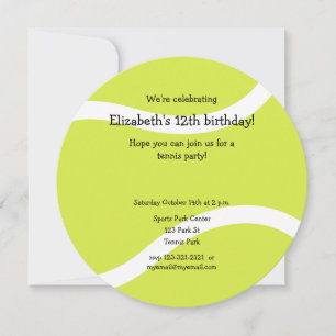 simple tennis ball birthday party  announcement