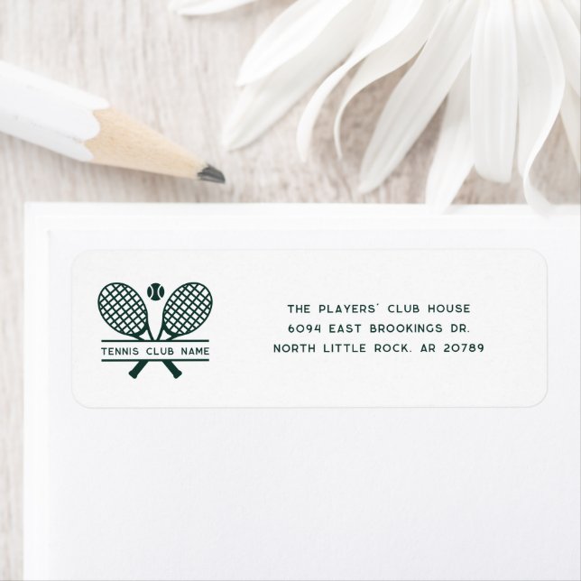 Simple Tennis Club Custom Return Address Label (Insitu)