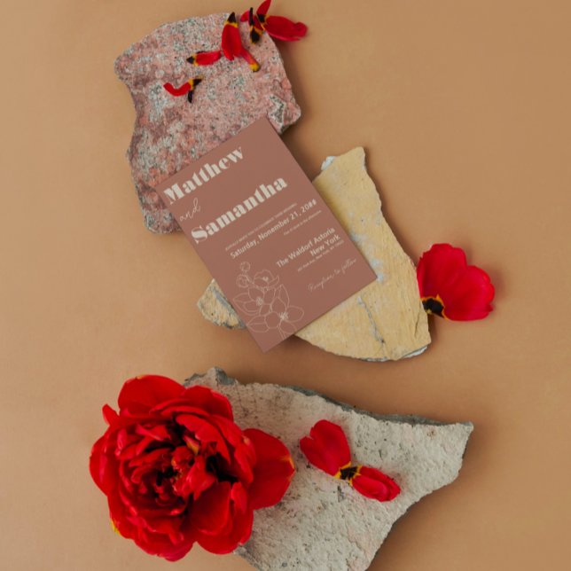 Simple Terracota Burnt Orange Calligraphy Wedding Invitation (Creator Uploaded)