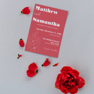 Simple Terracota Floral Calligraphy Wedding Invitation