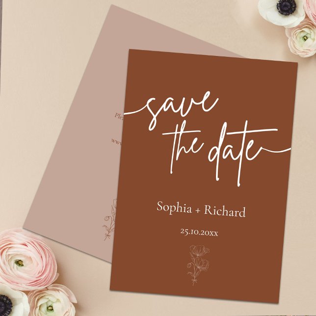 Simple Terracotta Boho Botanicals Save and Date Save The Date (Creator Uploaded)