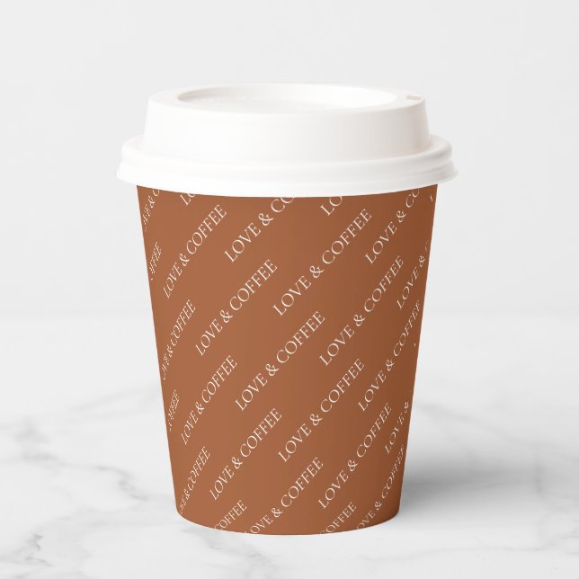 Simple Terracotta Brown Custom Text / Name Pattern Paper Cups (Front)