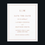 Simple Terracotta Budget Wedding Save the Date<br><div class="desc">Simple budget save the date featuring a modern yet elegant design with your two letter monogram at the top and your wedding details surrounded by a thin border. All design elements are in terracotta / burnt orange / rust and may be changed in the design editing tool. A chic and...</div>