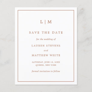 Simple Terracotta Budget Wedding Save the Date