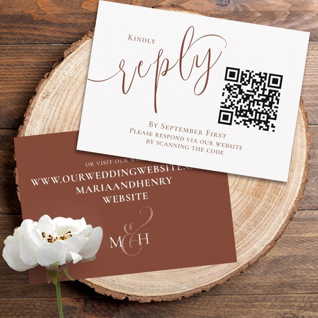 Simple Terracotta Calligraphy Reply | QR Code Enclosure Card (Creator Uploaded)