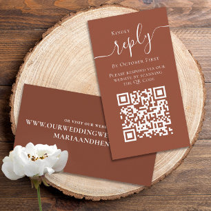 Simple Terracotta Calligraphy Script Reply QR Code Enclosure Card