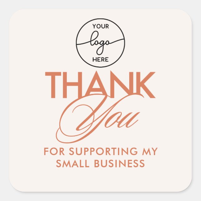 Simple Terracotta Customer Thank You Script Logo Square Sticker (Front)
