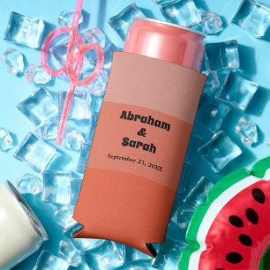 Simple Terracotta Earth Tones Ombre Wedding Favour Seltzer Can Cooler