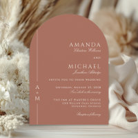 Simple Terracotta Elegant Monogram QR code Wedding