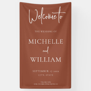Simple Terracotta Elegant Script Wedding Welcome Banner