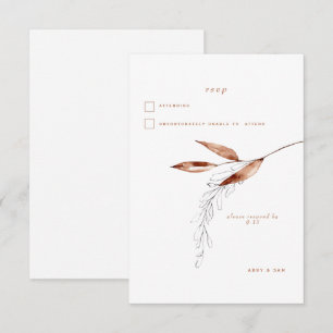 Simple Terracotta Foliage Modern Wedding RSVP Card