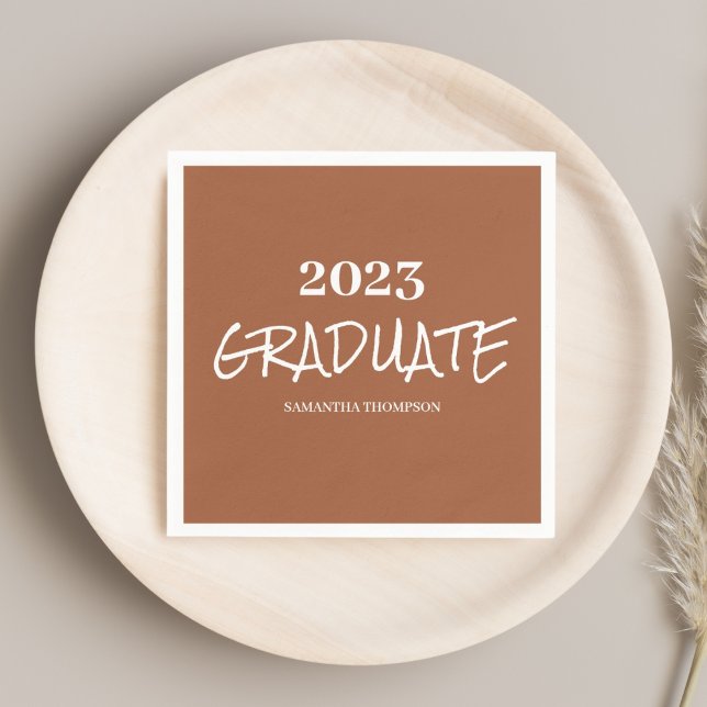 Simple Terracotta Graduation Paper Napkin (Creator Uploaded)