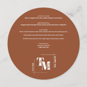 Simple Terracotta Modern Chic Wedding Thank You Menu