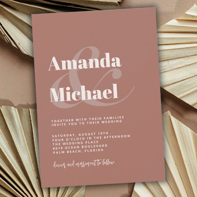 Simple Terracotta Modern Minimalist Wedding Invitation (Creator Uploaded)
