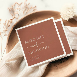 Simple Terracotta Modern Minimalist Wedding Napkin