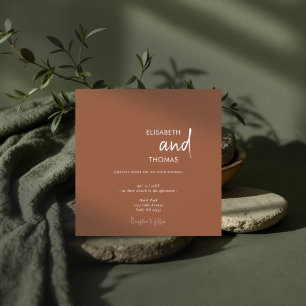 Simple terracotta modern minimalistic wedding  invitation