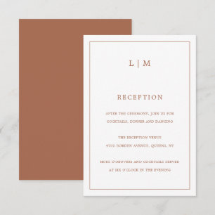 Simple Terracotta Monogram Elegant Wedding Enclosure Card