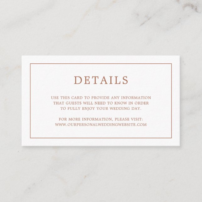 Simple Terracotta Monogram Elegant Wedding Enclosure Card (Front)