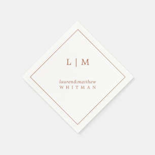 Simple Terracotta Monogram Elegant Wedding Napkin