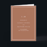 Simple Terracotta Monogram Elegant Wedding Program<br><div class="desc">Simple folded wedding program featuring a modern yet elegant design. The cover has your two initial monogram along with your wedding details in white over a terracotta / burnt orange / rust background. The inside has your wedding party on the left side and your order of ceremony on the right...</div>