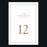 Simple Terracotta Monogram Elegant Wedding Table Number<br><div class="desc">Simple Wedding Table Number featuring a modern yet elegant design with your two letter monogram and table number surrounded by a thin border. All design elements are terracotta / burnt orange / rust over a white background and may be changed to any colour you wish in the design editing tool....</div>