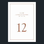 Simple Terracotta Monogram Elegant Wedding Table Number<br><div class="desc">Simple Wedding Table Number featuring a modern yet elegant design with your two letter monogram and table number surrounded by a thin border. All design elements are terracotta / burnt orange / rust over a white background and may be changed to any colour you wish in the design editing tool....</div>