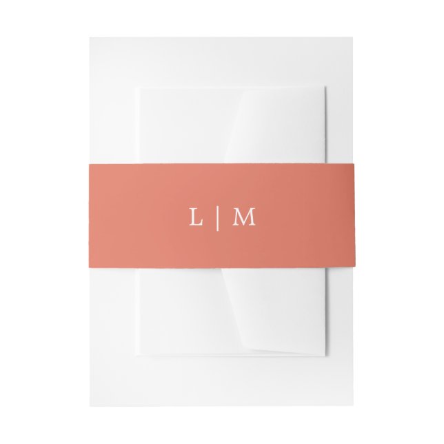Simple Terracotta Monogram Minimal Elegant Wedding Invitation Belly Band (Front Example)