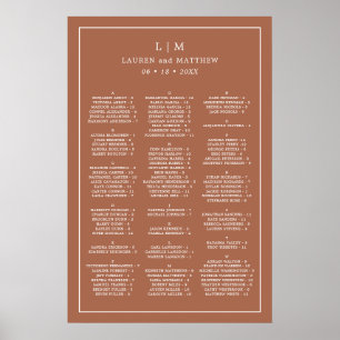Simple Terracotta Monogram Wedding Seating Chart