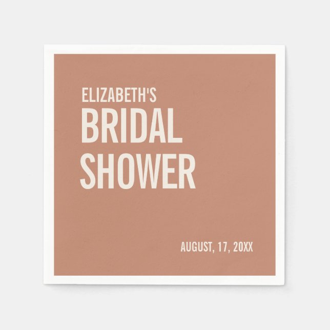 Simple Terracotta Typography Bridal Shower Napkin (Front)