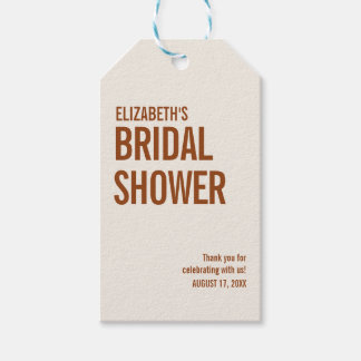 Simple Terracotta Typography Bridal Thank You Gift Tags
