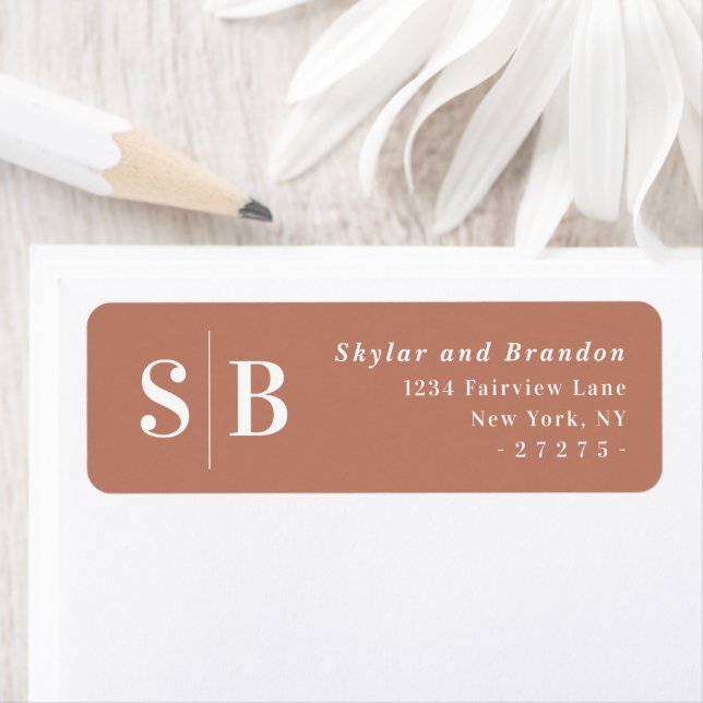 Simple Terracotta Wedding Return Address Label (Insitu)