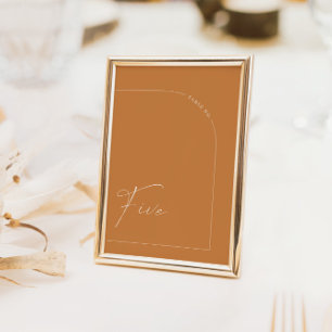 Simple Terracotta Wedding Table Number