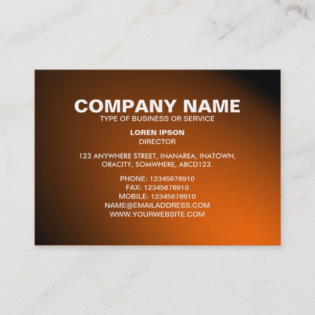 Simple Text 06 - Spotlit - Orange Business Card (Front)