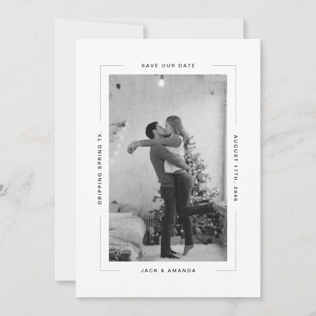 Simple text and photo Wedding save the date (Front)