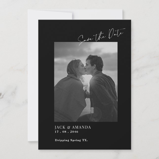 Simple text and photo Wedding save the date (Front)