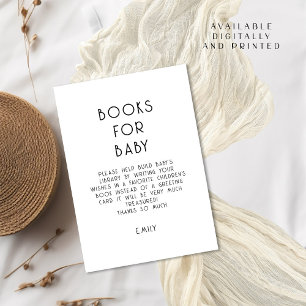 Simple Text Black White Books for Baby Shower Invitation