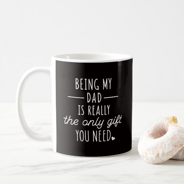 Simple Text Black White Funny Quote Fathers Day Coffee Mug (With Donut)