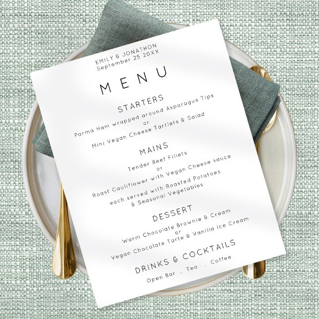 Simple Text Black White or Any Colour Wedding Menu Poster (Creator Uploaded)