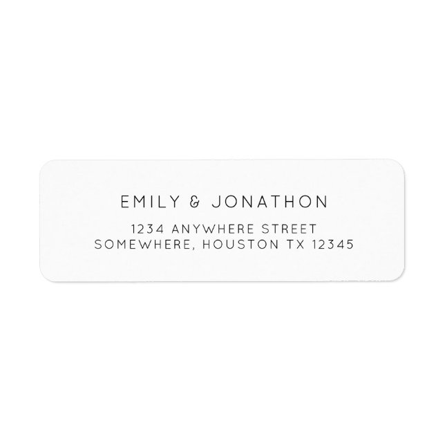Simple Text Black White Return Name Address Label (Front)